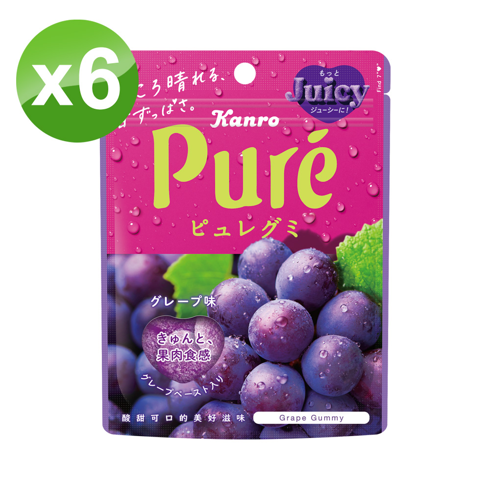 《甘樂 Kanro》Pure鮮果實軟糖-葡萄 (56gx6入/盒)
