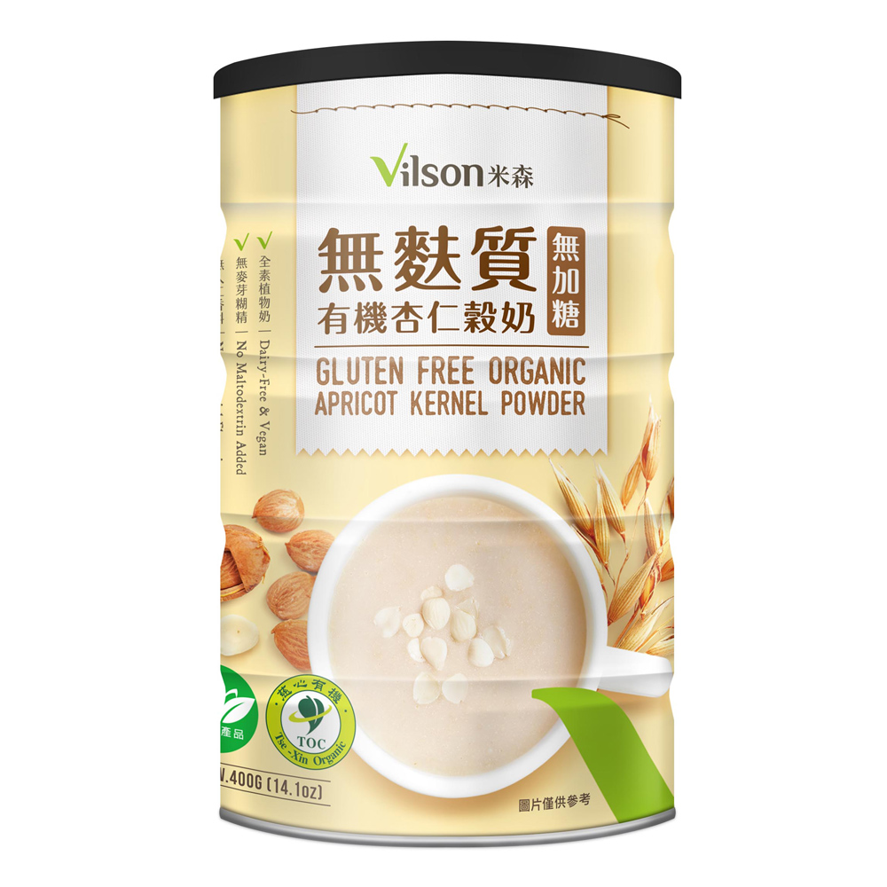【米森 vilson】無麩質有機杏仁穀奶(無加糖)(400g/罐)