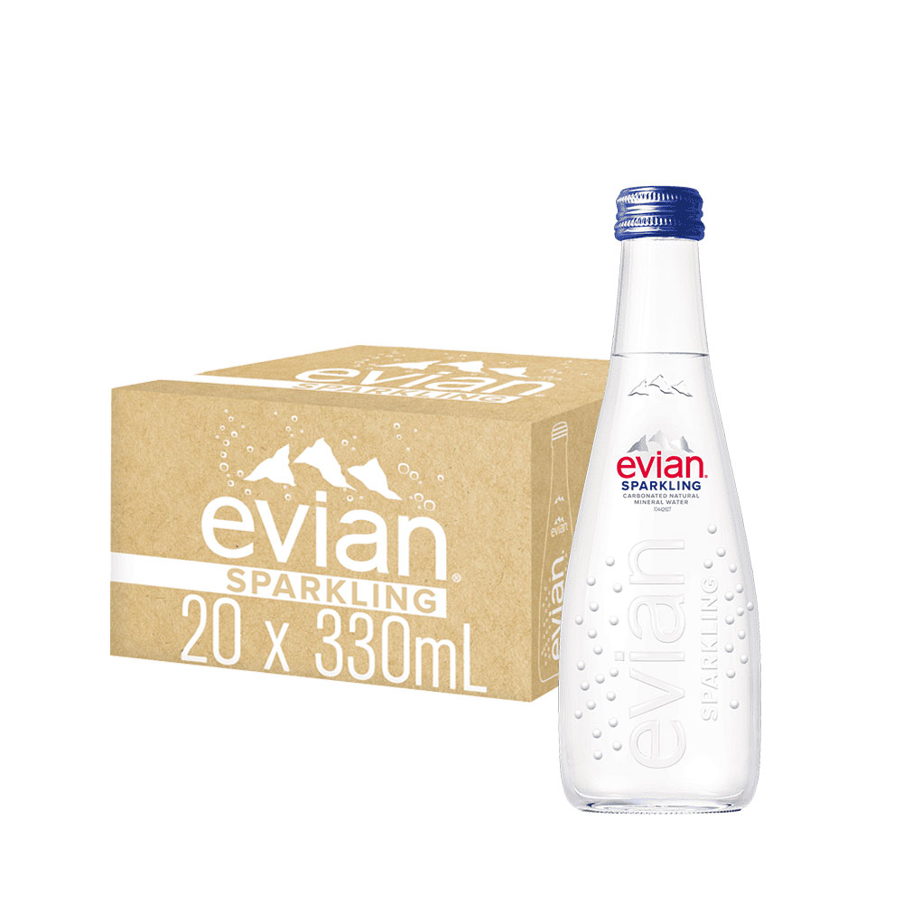 【evian依雲】氣泡礦泉水(玻璃瓶330ml/20入)
