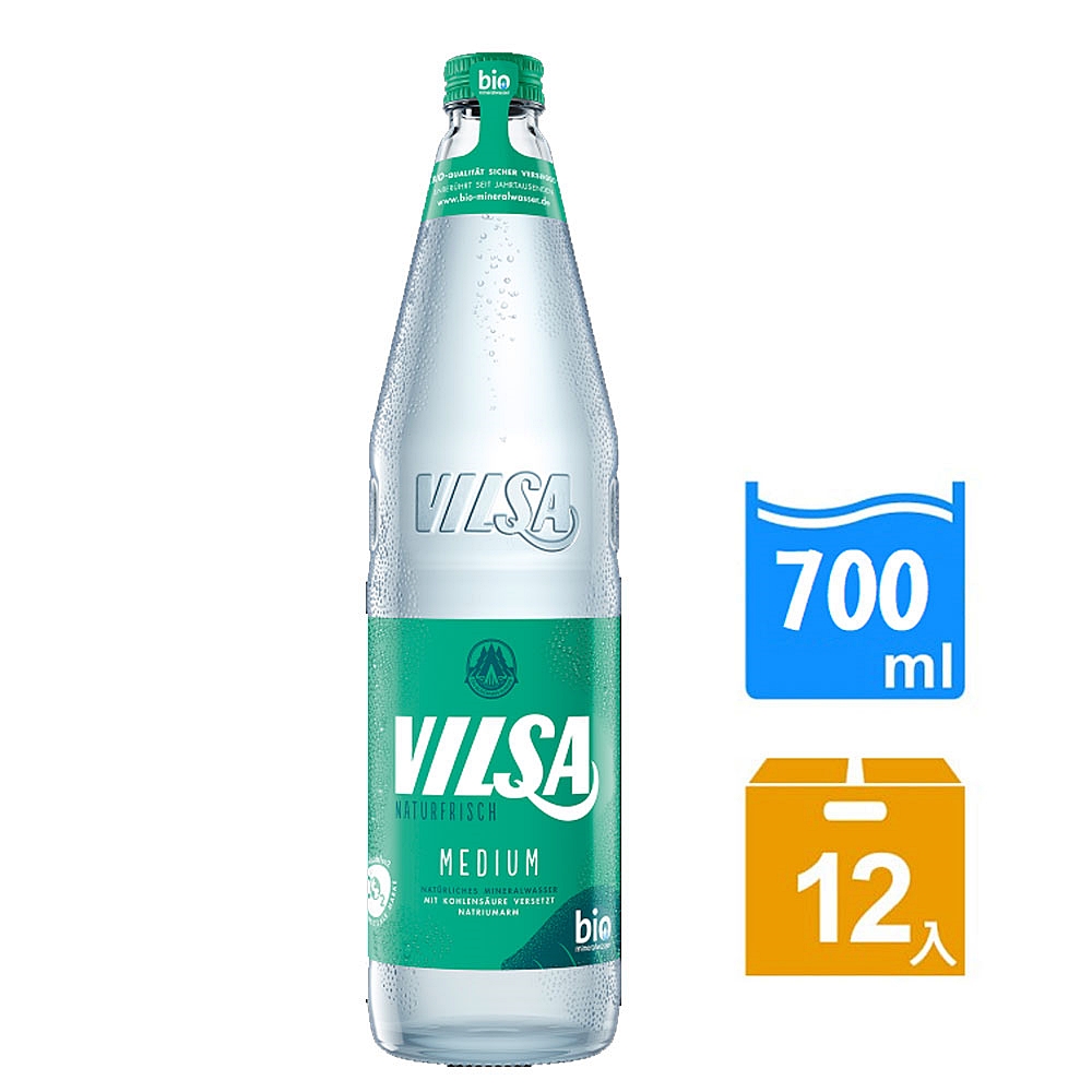 德國VILSA氣泡礦泉水 玻璃瓶 700ml-12入/Glass