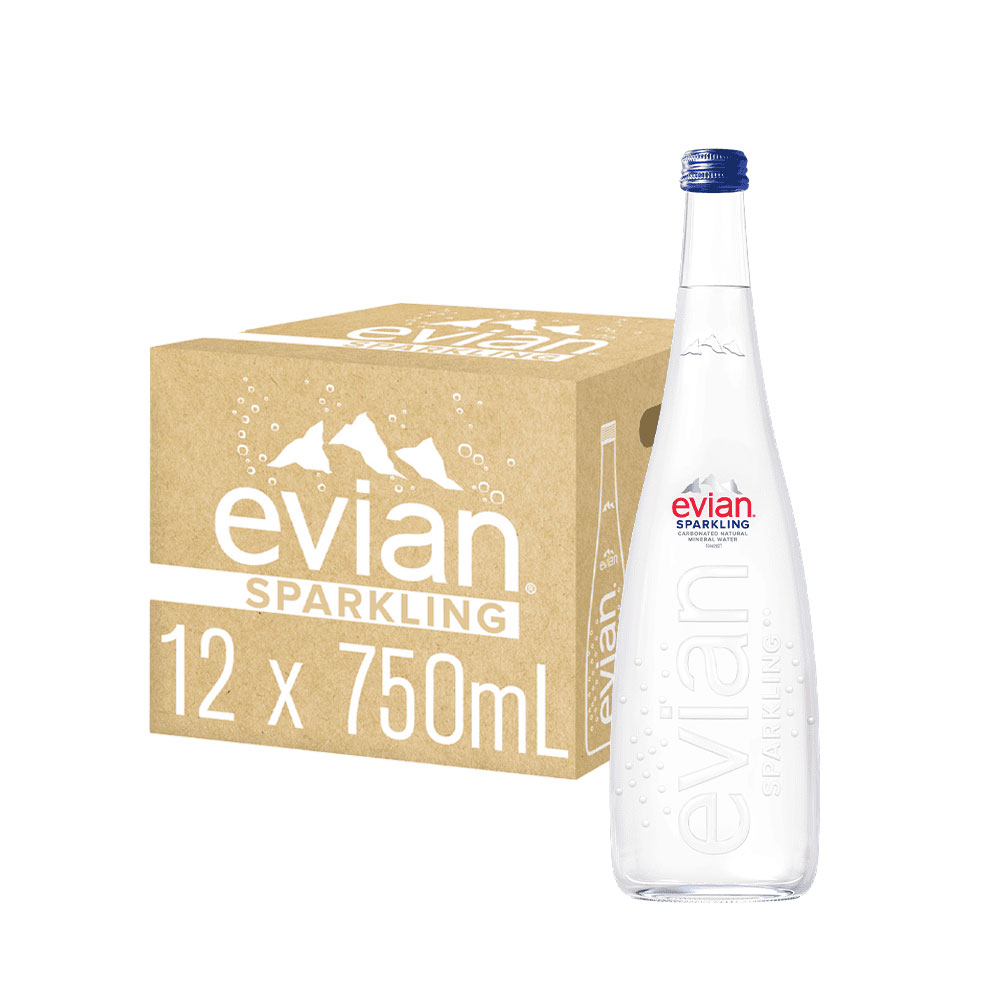 【evian依雲】氣泡礦泉水(玻璃瓶750ml/12入)
