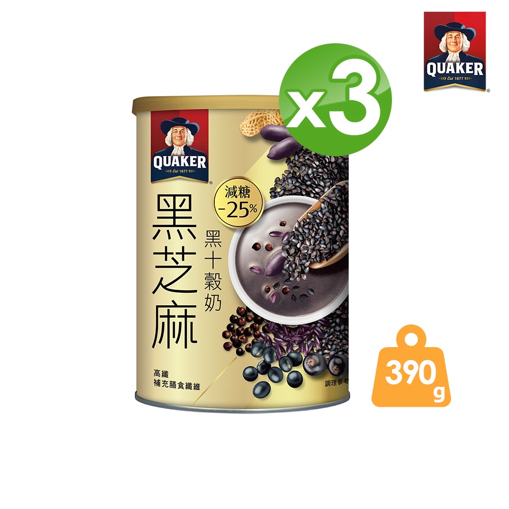 桂格 黑芝麻黑十榖奶x3罐(390g/罐)