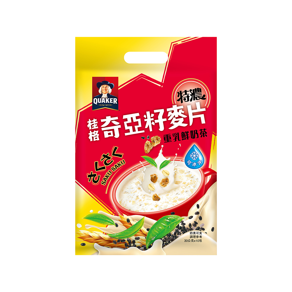 【QUAKER 桂格】奇亞籽麥片-重乳鮮奶茶(30*10包/袋)