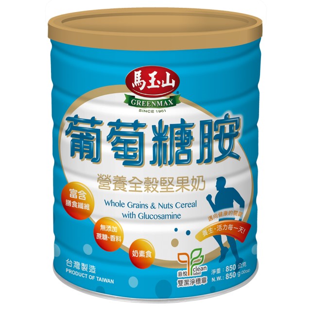 《馬玉山》營養全榖堅果奶-葡萄糖胺配方850g(鐵罐)