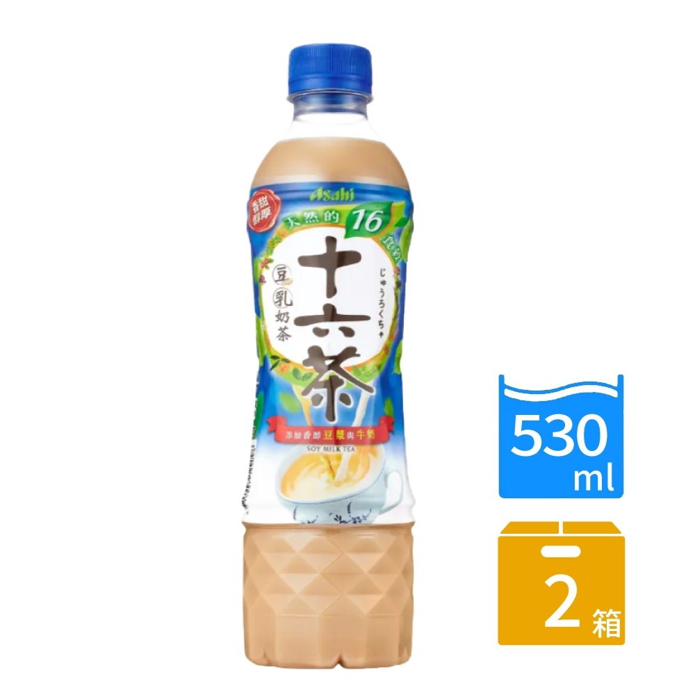 【ASAHI 朝日】十六茶零咖啡因豆乳奶茶x2箱(530mlx24入)