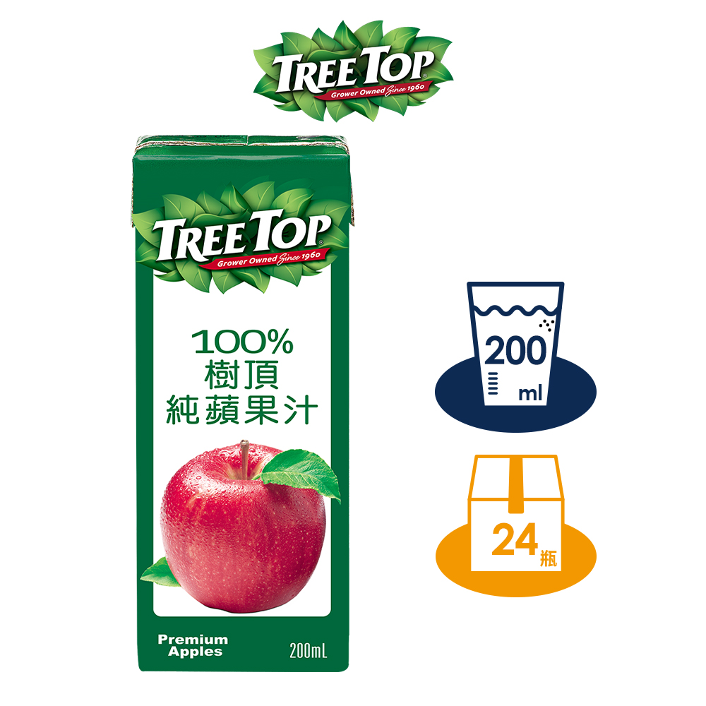 【TREE TOP樹頂】100%純蘋果汁 200ML 利樂包x24 箱購