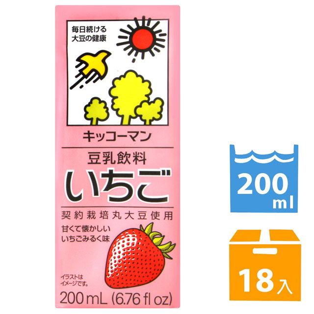 龜甲萬 龜甲萬豆乳-草莓風味 (200ml*18入)