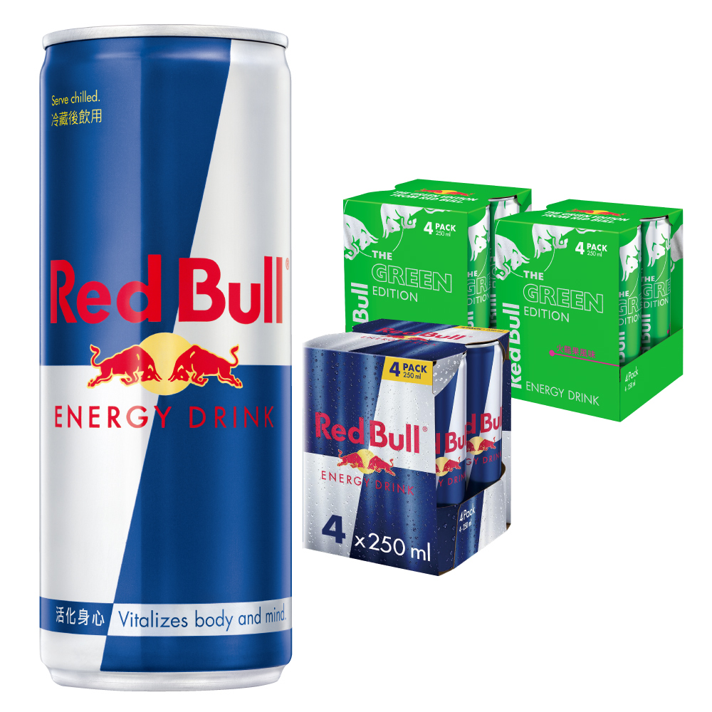 Red Bull 紅牛能量飲料 250ml 4入/組x3組(原味x1+火龍果風味x2)