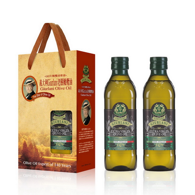 買1送1-義大利Giurlani老樹特級冷壓橄欖油500ml禮盒組(共2瓶)