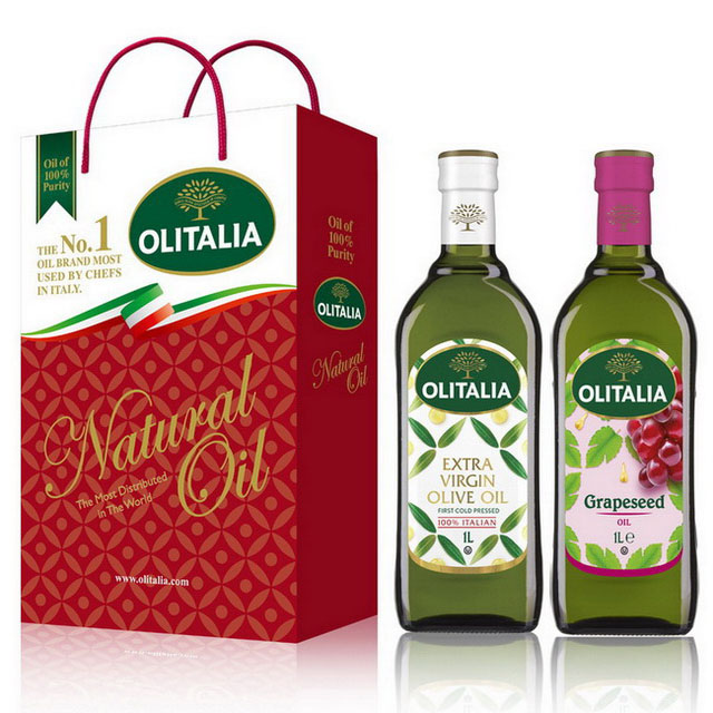 Olitalia奧利塔特級冷壓橄欖油+葡萄籽油禮盒組(1000mlx2瓶)
