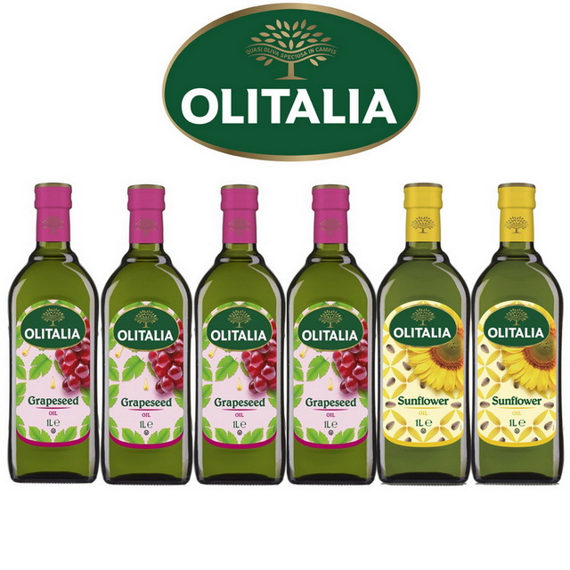 Olitalia奧利塔超值葡萄籽油+葵花油禮盒組(1000mlx6瓶)
