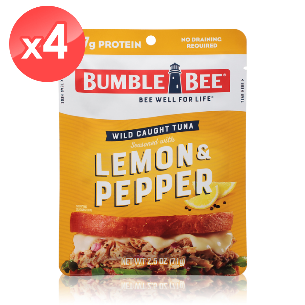 【Bumble Bee】黑胡椒檸檬鮪魚即食包4包組(71公克*4) /開封即食