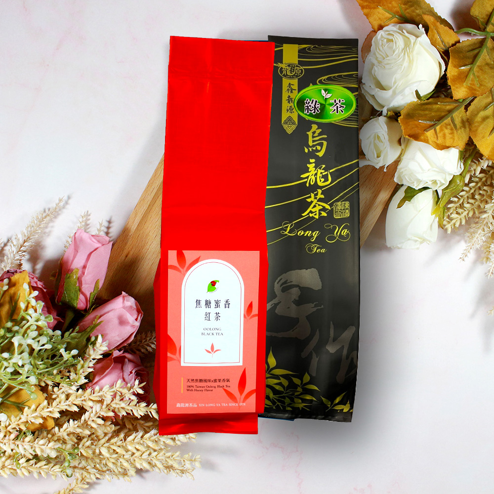 【龍源茶品】高山鮮有機綠茶葉30g/包+焦糖蜜香紅茶葉30g/包