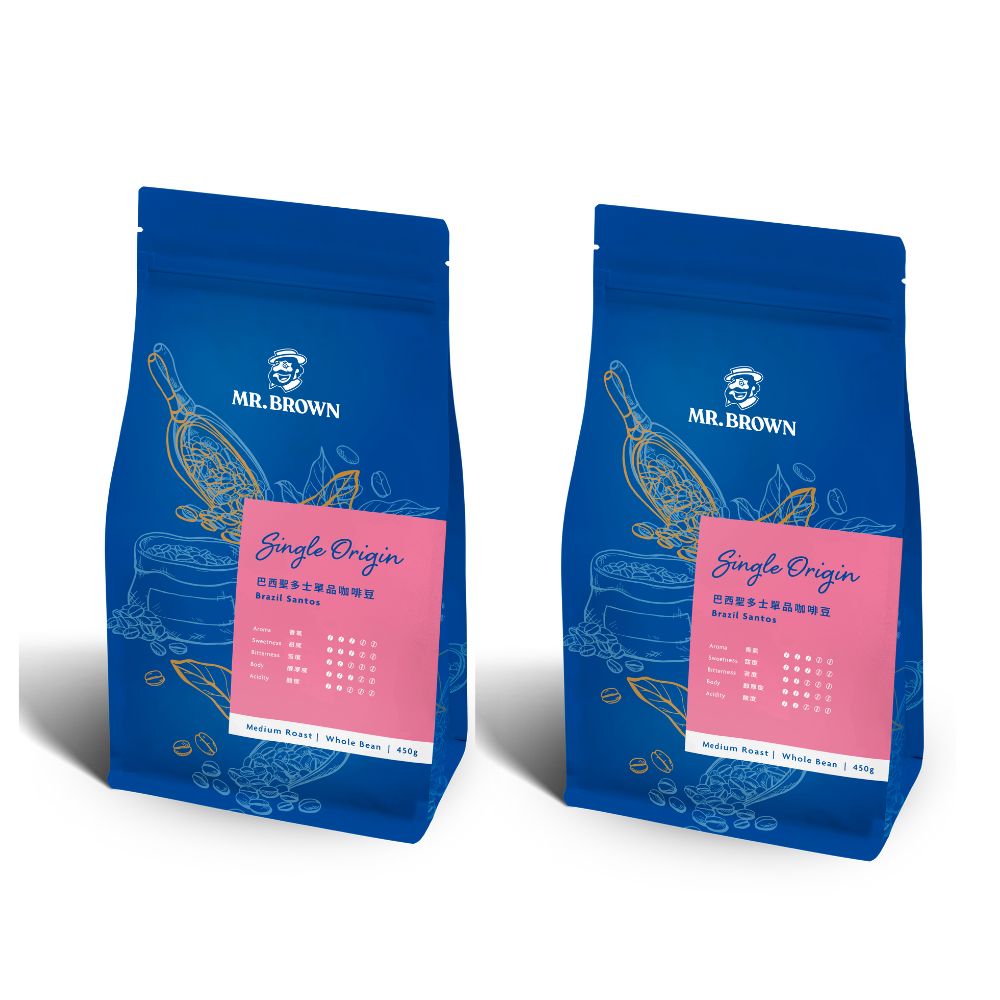 《伯朗》巴西聖多士咖啡豆(450克/袋)x2
