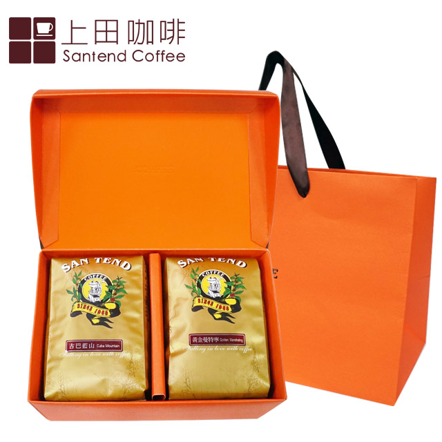 上田 黃金花采半磅咖啡豆小禮盒 (225gX2入) x10盒 附提袋