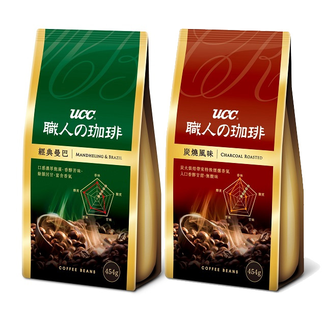 UCC 經典咖啡豆2磅組(經典曼巴x1包+炭燒x1包)