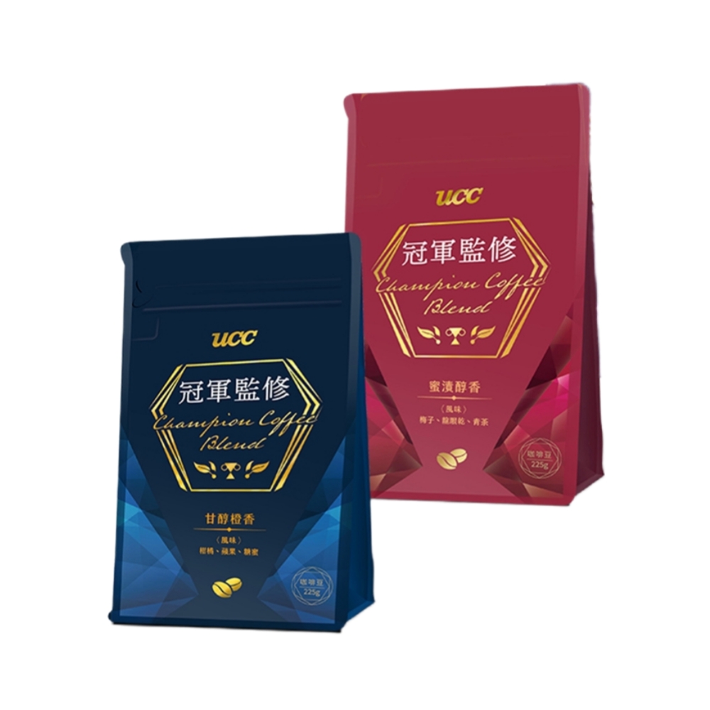 【UCC】冠軍監修甘醇澄香.蜜漬醇香.醇厚香韻咖啡豆225gx1包(半磅/冠軍特調配方)