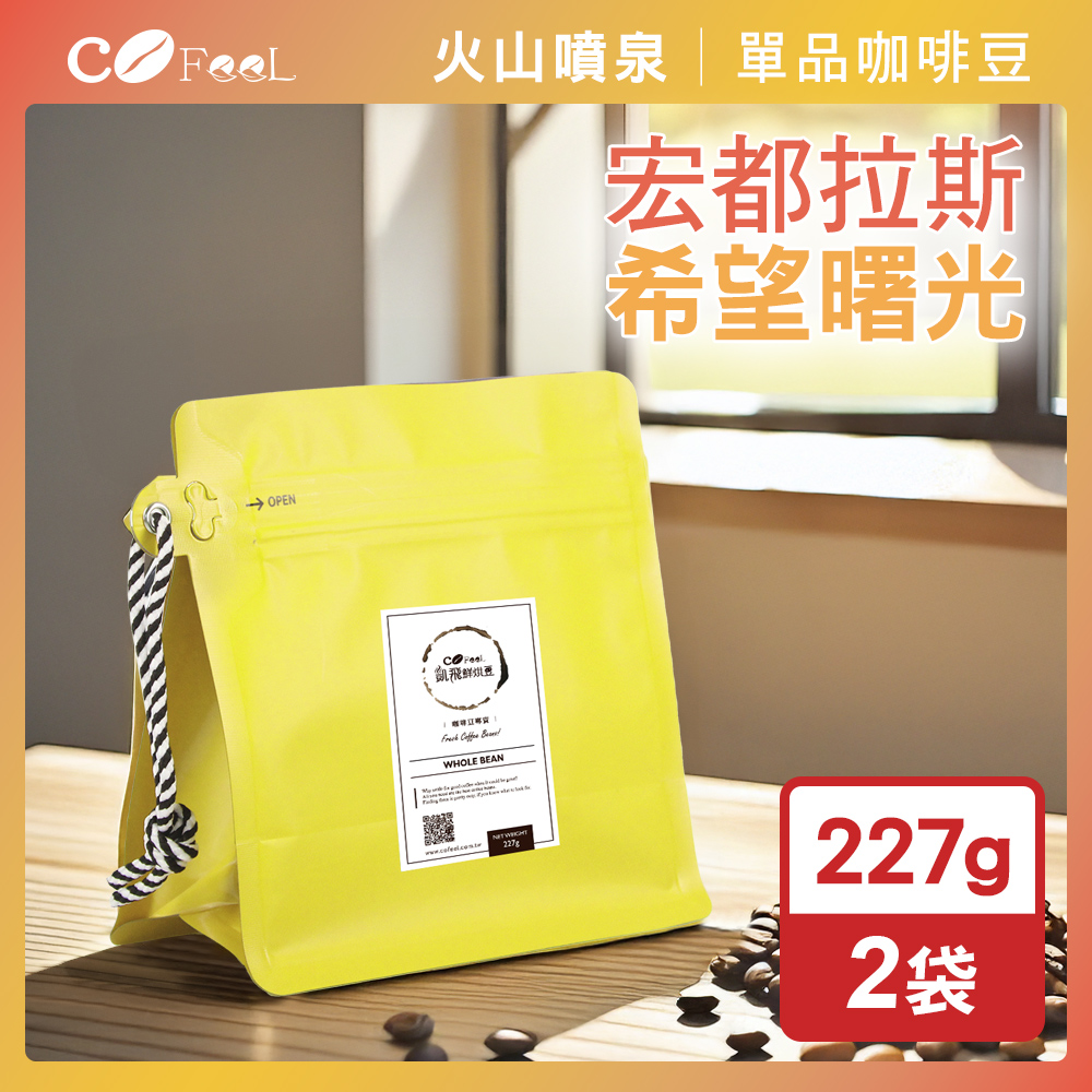 CoFeel 凱飛 現烘豆宏都拉斯希望曙光咖啡豆一磅-中深烘焙(227gx2袋)