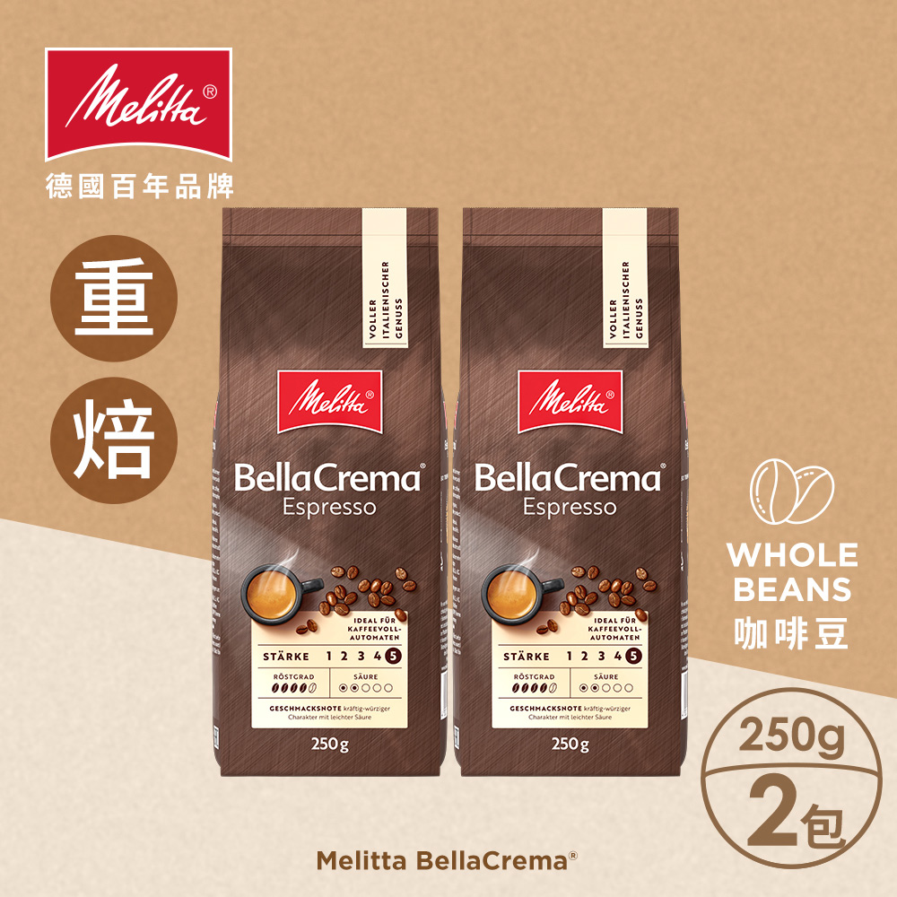 【德國Melitta美樂家】Bella Crema義式咖啡豆 (250g)X2袋