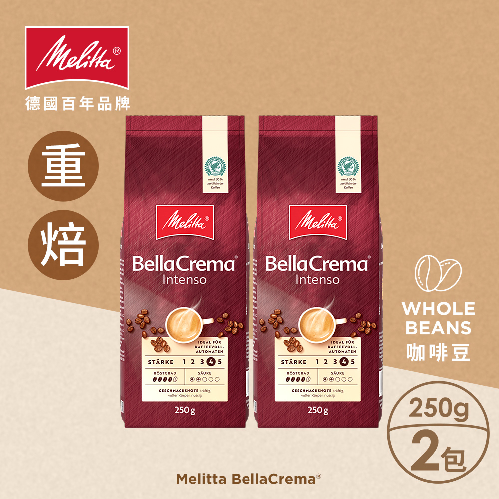 【德國Melitta美樂家】Bella Crema深焙咖啡豆 (250g)X2袋