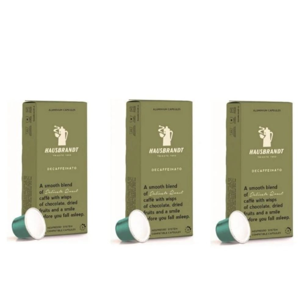 HAUSBRANDT Decaffeinated 咖啡膠囊(5gX10入/盒X3盒 適用於Nespresso膠囊咖啡機)