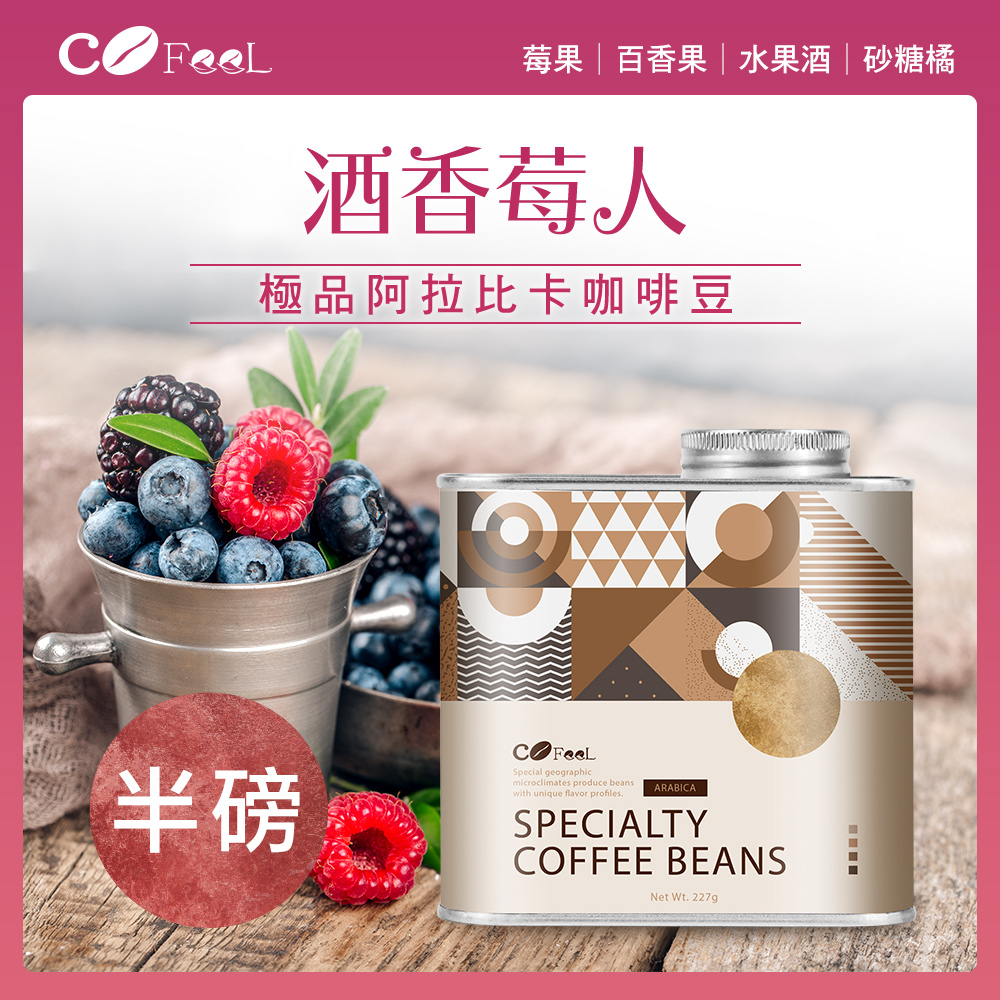 CoFeel 凱飛鮮烘豆衣索比亞酒香莓人日曬G1淺中烘焙咖啡豆氣閥式豆罐裝半磅