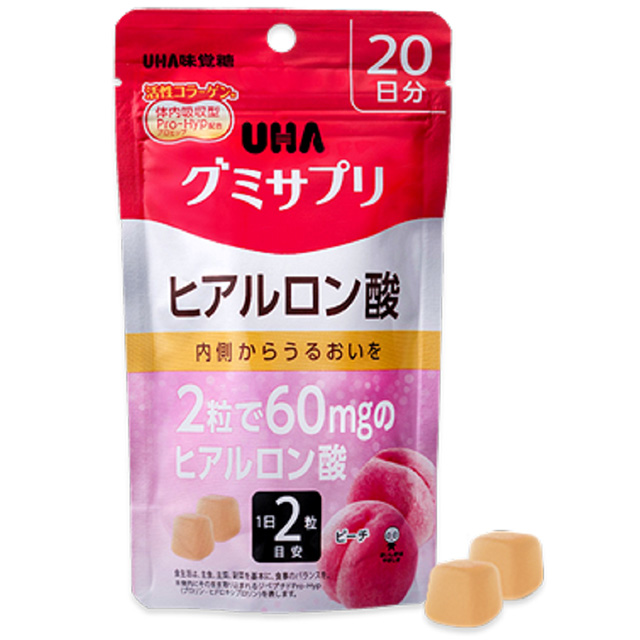 【UHA 味覺糖】補給軟糖 水蜜桃 玻尿酸 (20日份)