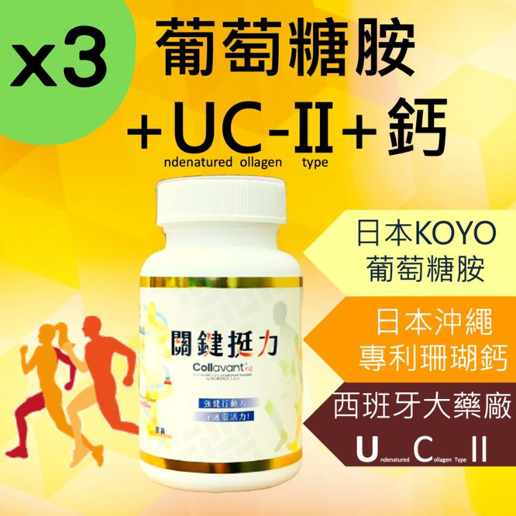 【3入組】關鍵芝寶 專利UC2 葡萄糖胺 鈣 UC-II glucosamine 二型膠原蛋白 維骨力 骨本 補鈣