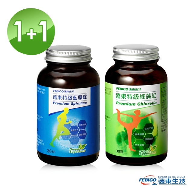 【遠東生技】特級藍藻30錠+特級綠藻30錠 (1+1組合)