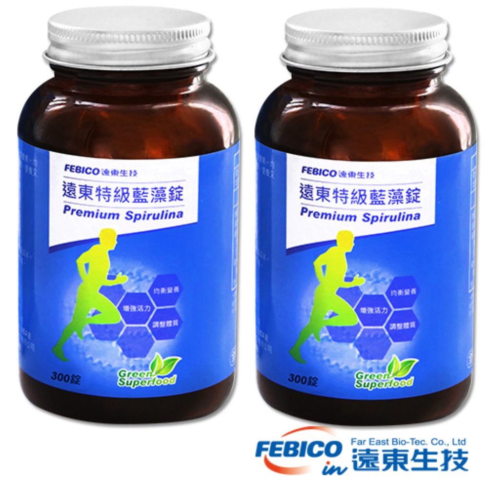 【遠東生技】特級藍藻錠(螺旋藻)200mg*300錠X2瓶