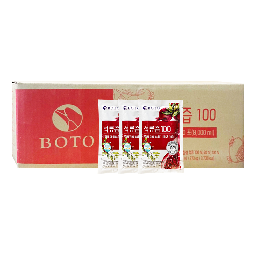 韓國BOTO 100%紅石榴汁 80mlX100包/箱