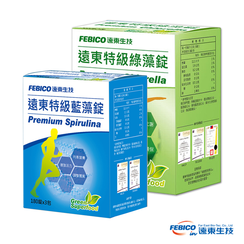 【遠東生技】藍藻家庭號500mgx540錠*1+綠藻家庭號500mg*1080錠*1