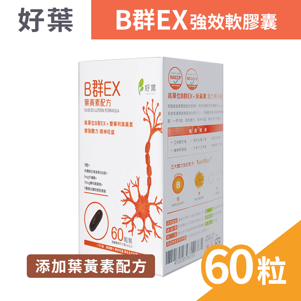好葉 B群EX強效軟膠囊-葉黃素配方 60粒/盒