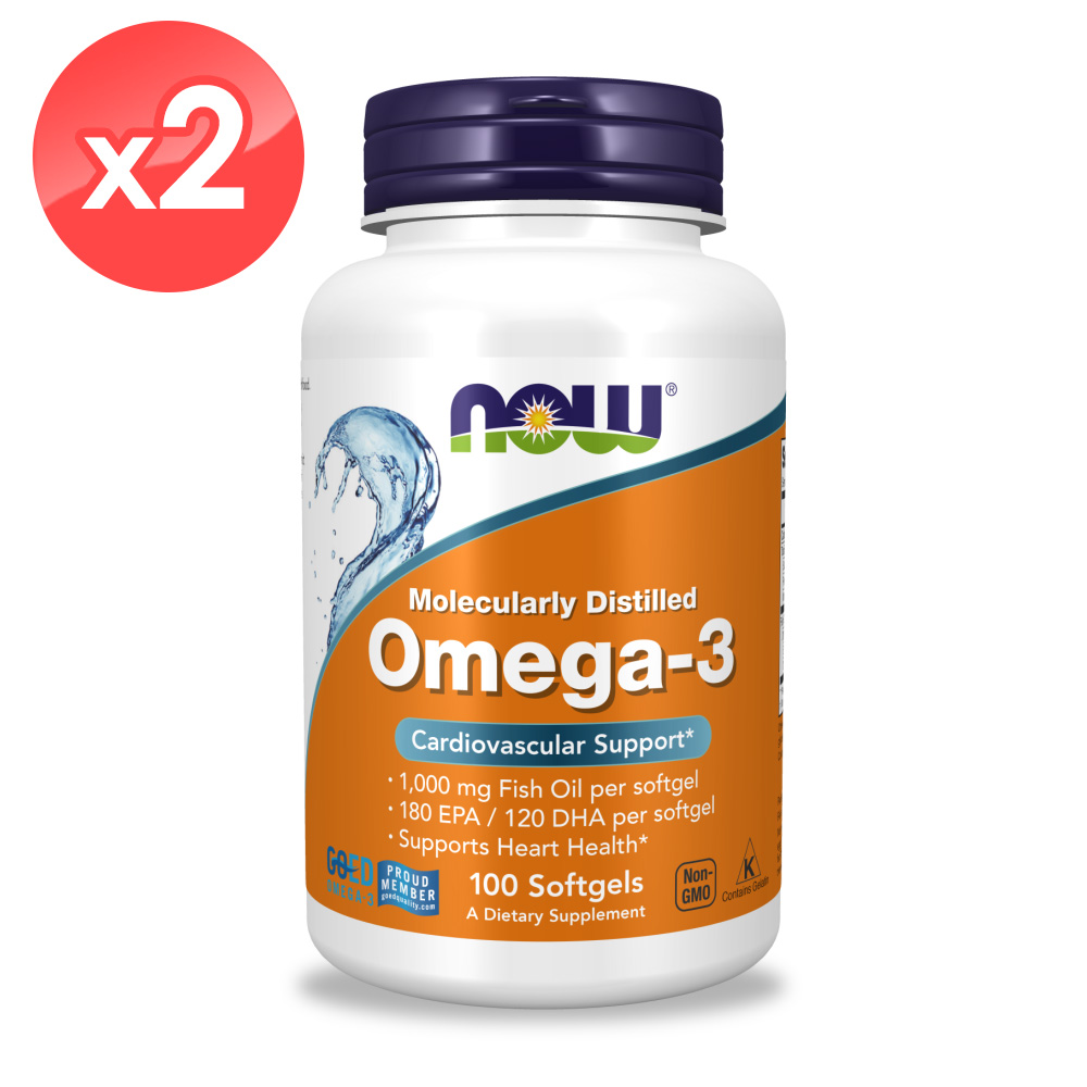 【NOW】Omega-3魚油膠囊2瓶組(100顆*2瓶)
