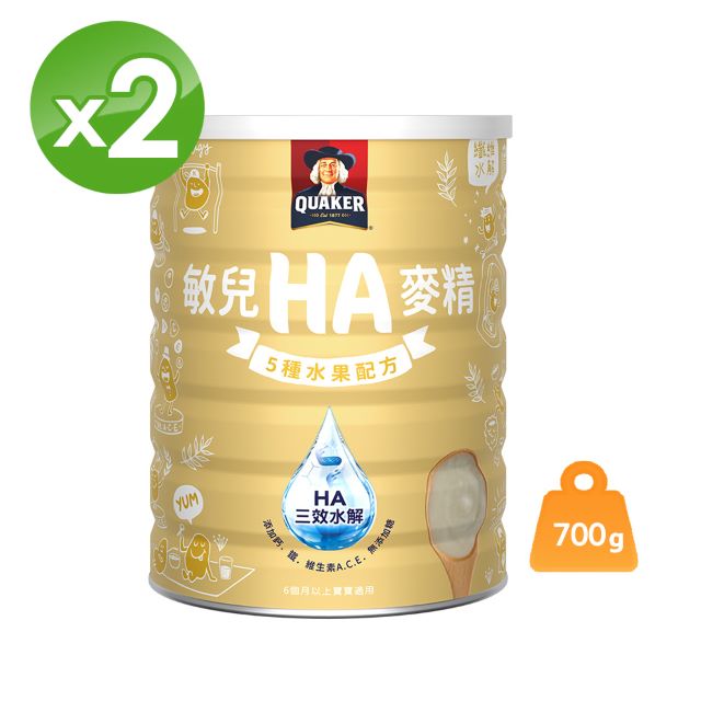 《桂格》敏兒HA麥精五種水果配方(700gx2罐)