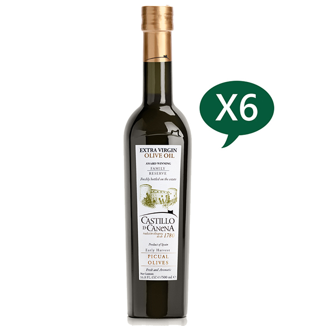 卡內納城堡 家族珍藏-皮夸爾品種特級初榨橄欖油500ml*6(一箱入)