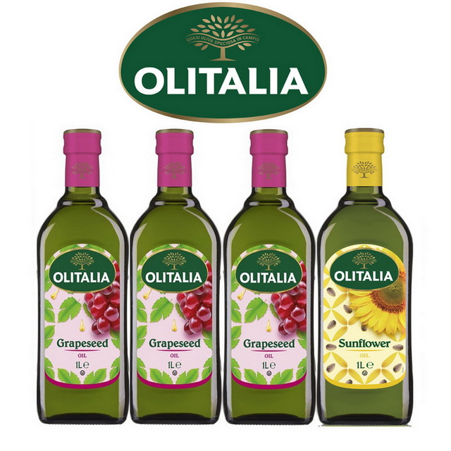 Olitalia奧利塔葡萄籽油1000mlx3瓶+葵花油1000mlx1瓶-主廚經典料理組