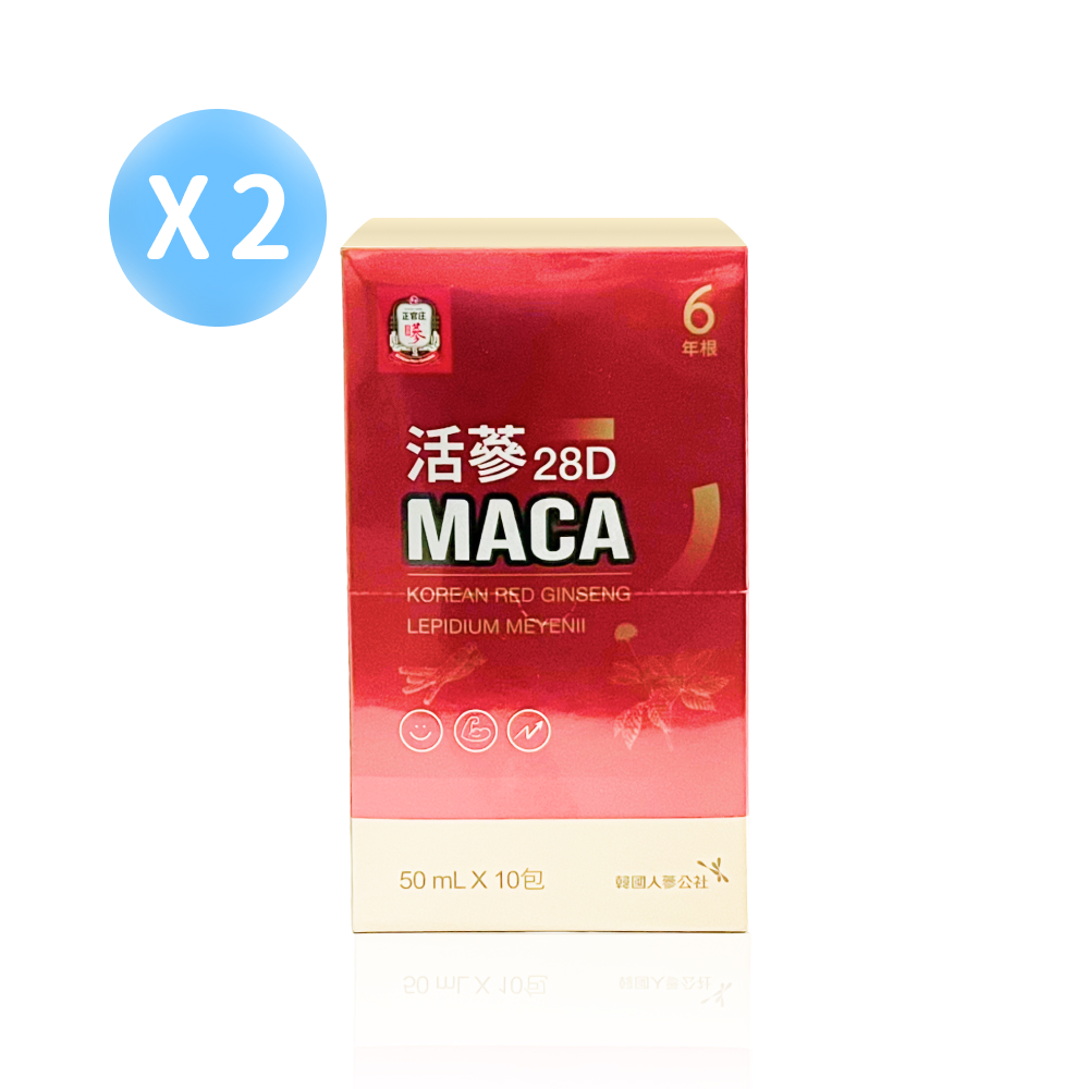 【正官庄】 活蔘28D MACA 馬卡飲 10包*2盒（50ml/包）