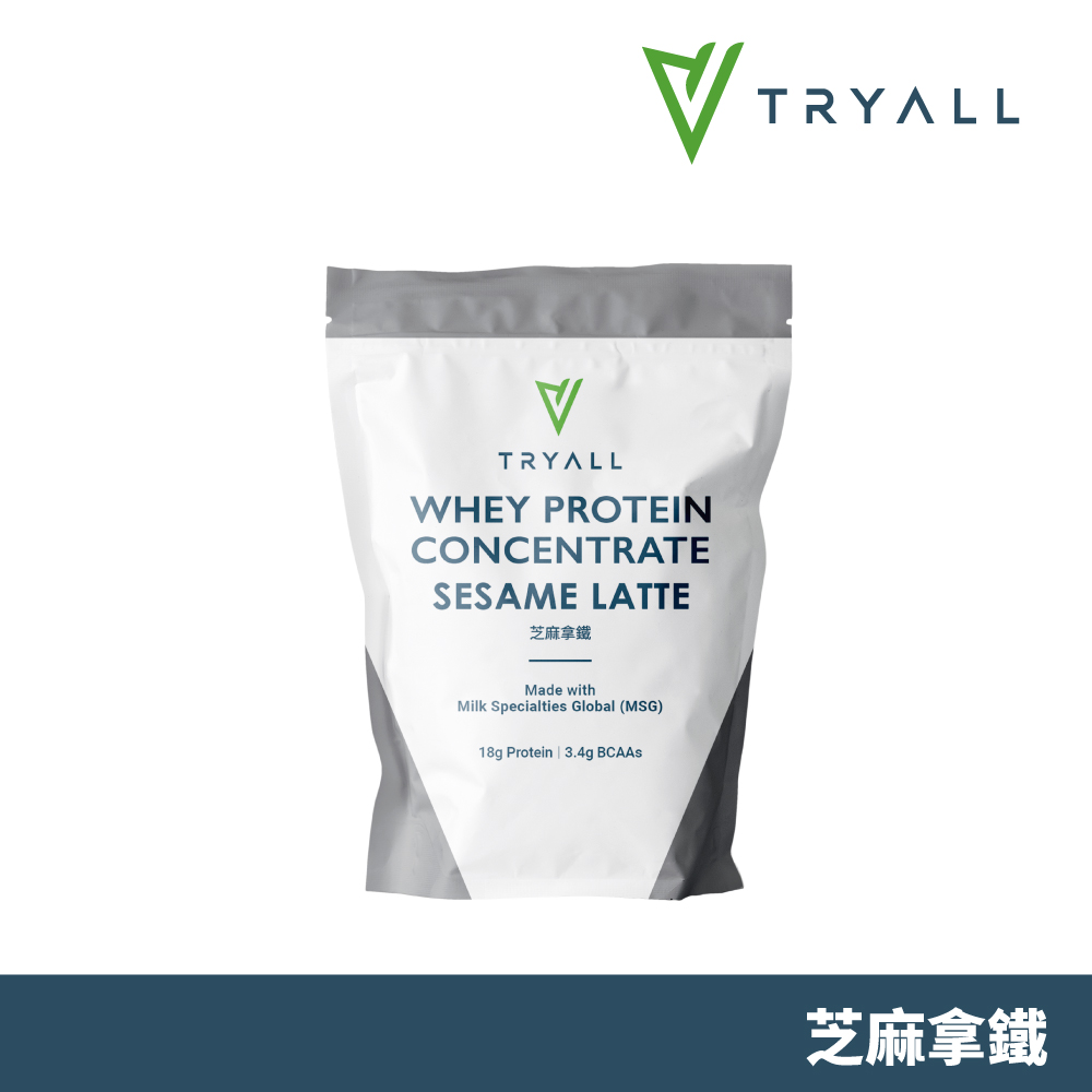 [台灣 Tryall 濃縮乳清蛋白(500g/袋)-芝麻拿鐵