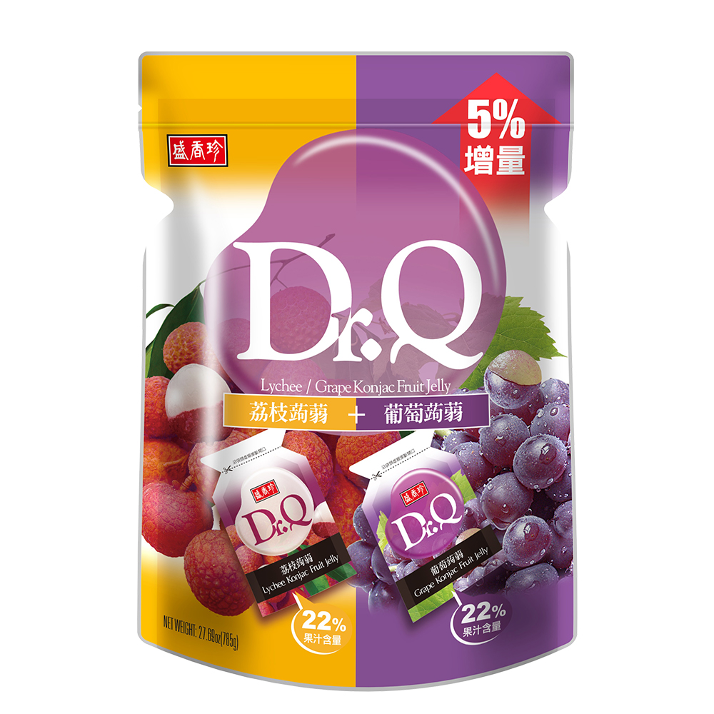 《盛香珍》Dr.Q雙味蒟蒻果凍量販包(葡萄+荔枝)785g(包)