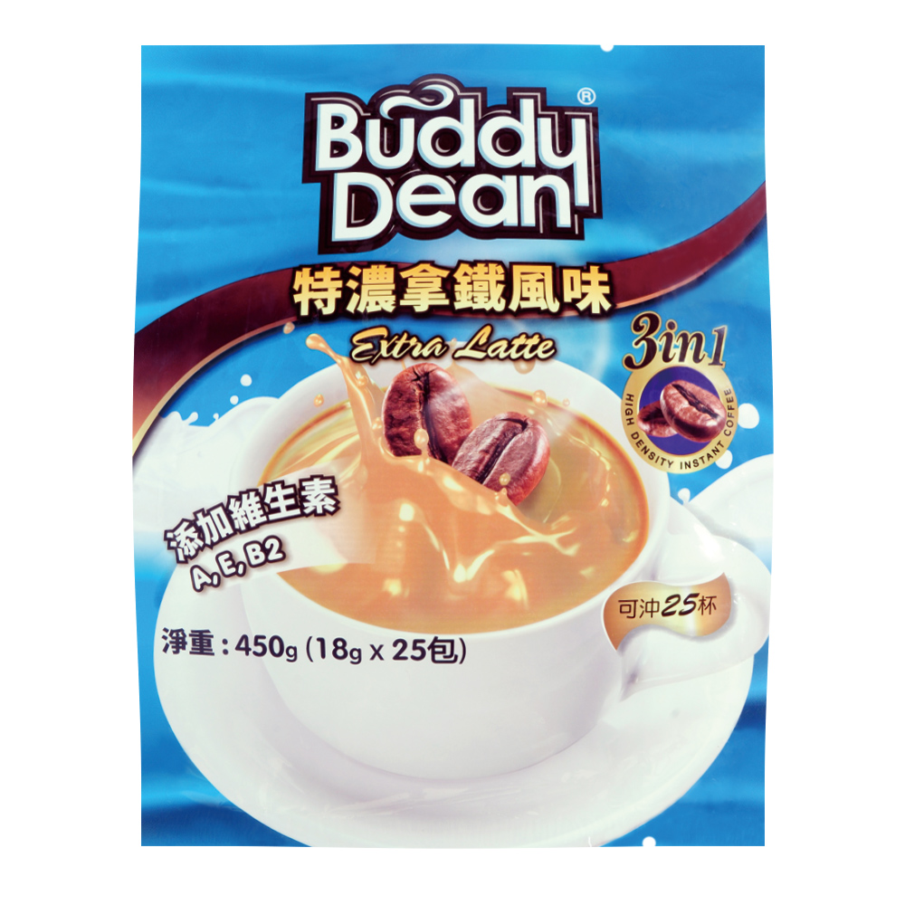 Buddy Dean 巴迪三合一咖啡-特濃拿鐵風味(18gx25包入)