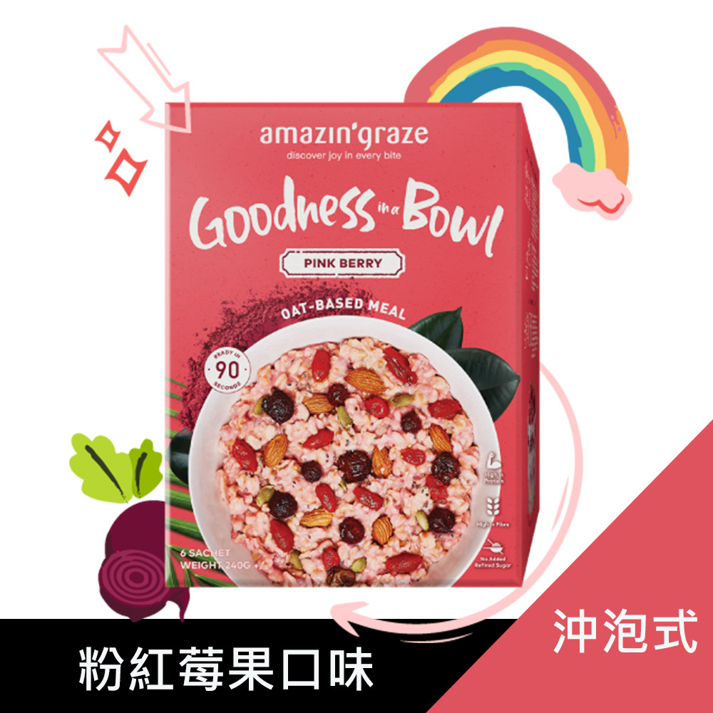 Amazin graze 沖泡式堅果穀物燕麥片(粉紅莓果) 40g*6包