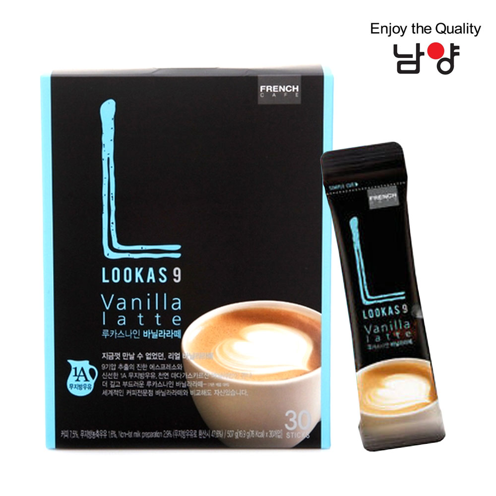 韓國 LOOKAS 9 香草拿鐵咖啡（16.9g*30入）x2