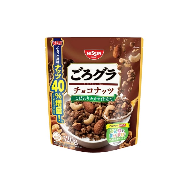 日清 NISSIN 朱古力綜合堅果穀片 巧克力堅果麥片 320g/包 2包組