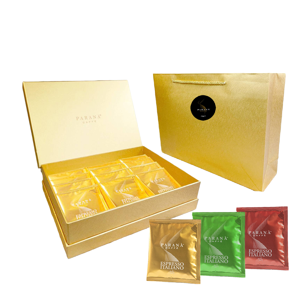[義大利PARANA精品3款咖啡濾掛包禮盒 60包/盒 +精品提袋[金色禮盒