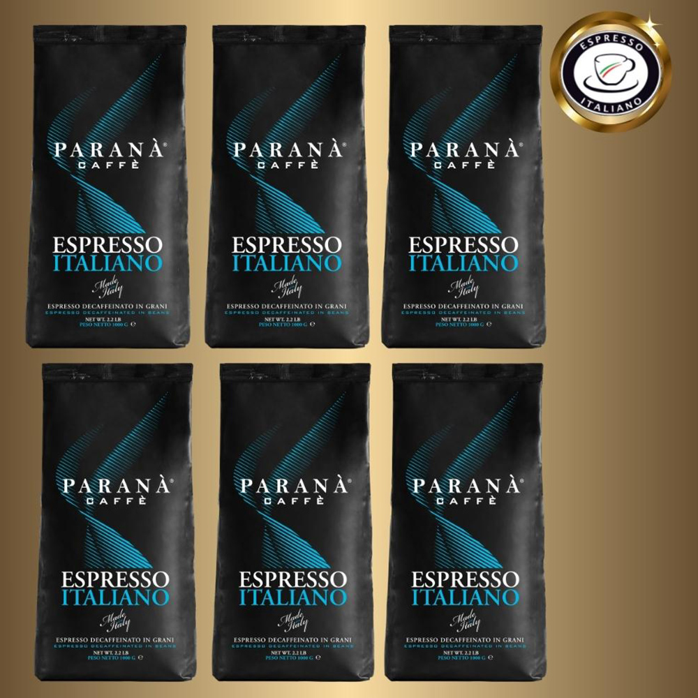 【義大利PARANA金牌咖啡】低因濃縮咖啡豆 1000g袋裝X6入(買5送1)