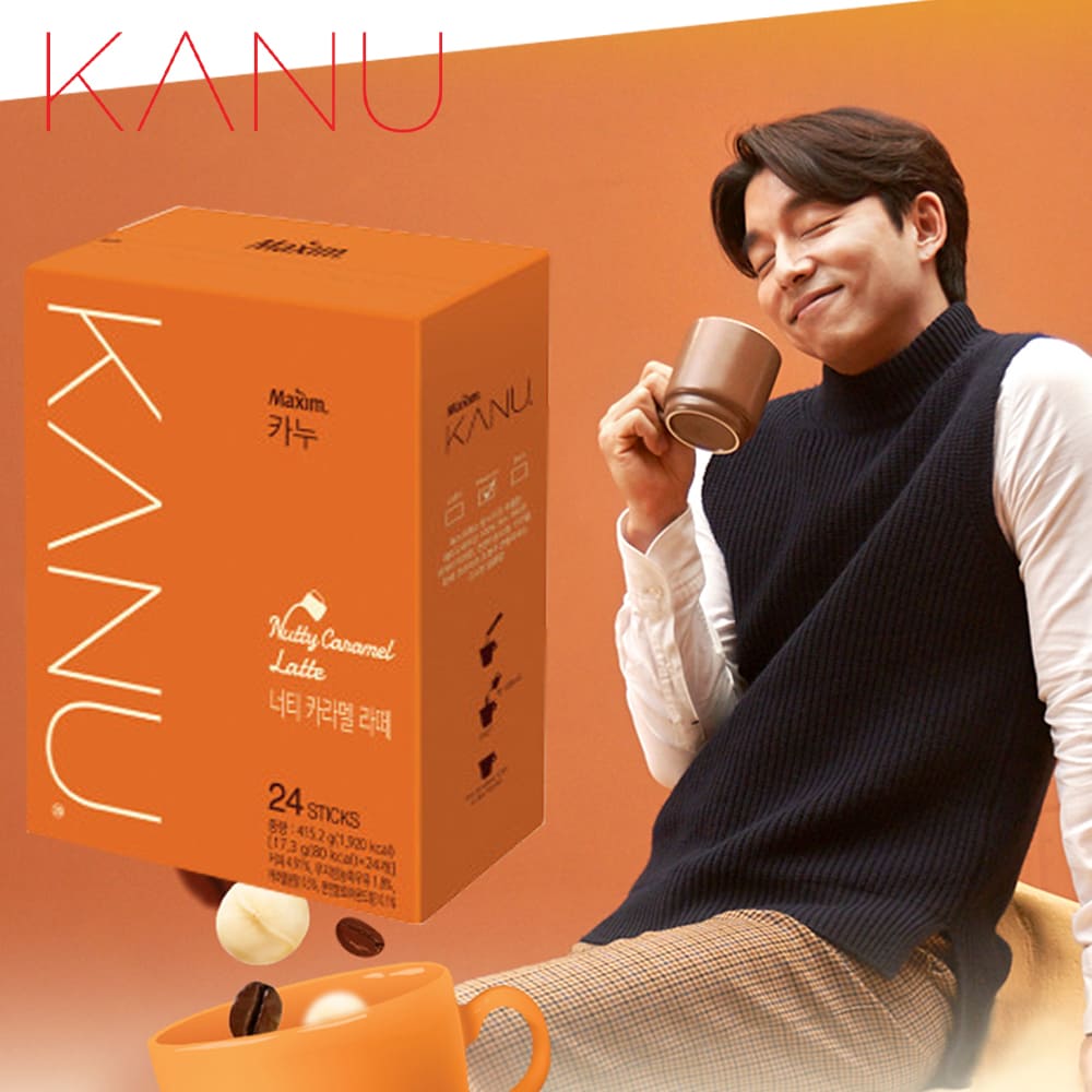 【Maxim】韓國 KANU 堅果風味焦糖拿鐵咖啡(17.3g×24入/盒)