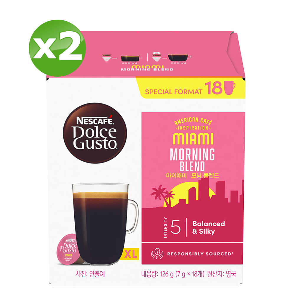 雀巢咖啡DOLCE GUSTO 邁阿密美式晨光咖啡膠囊(18顆入/盒)x2盒
