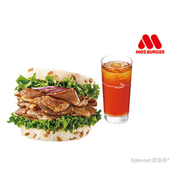 摩斯漢堡-C526超級大麥薑燒珍珠堡+冰紅茶(L) 好禮即享券
