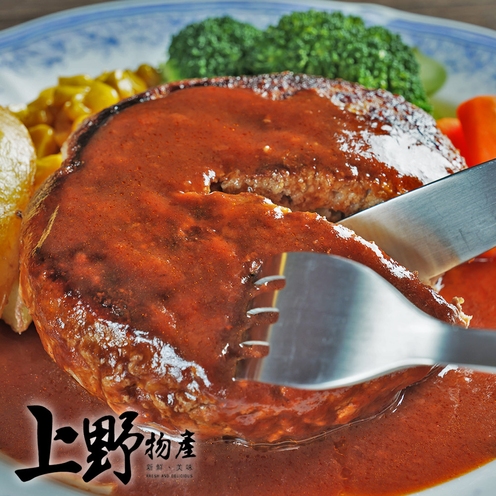【上野物產】活力早餐豬肉漢堡排 (1000g土10%/20片/袋) x6